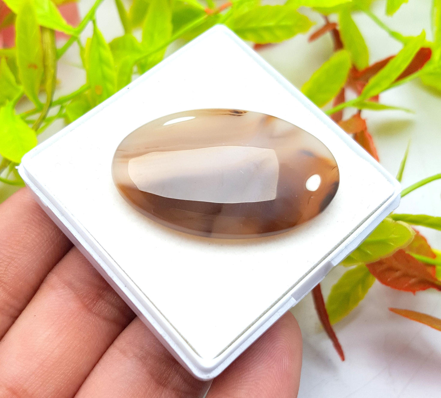 100% Natural Montana Agate, Oval Smooth Cabochon Loose Gemstone, 47.60 Ct, Size-39x25x6mm, For Jewelry Making, PC-1