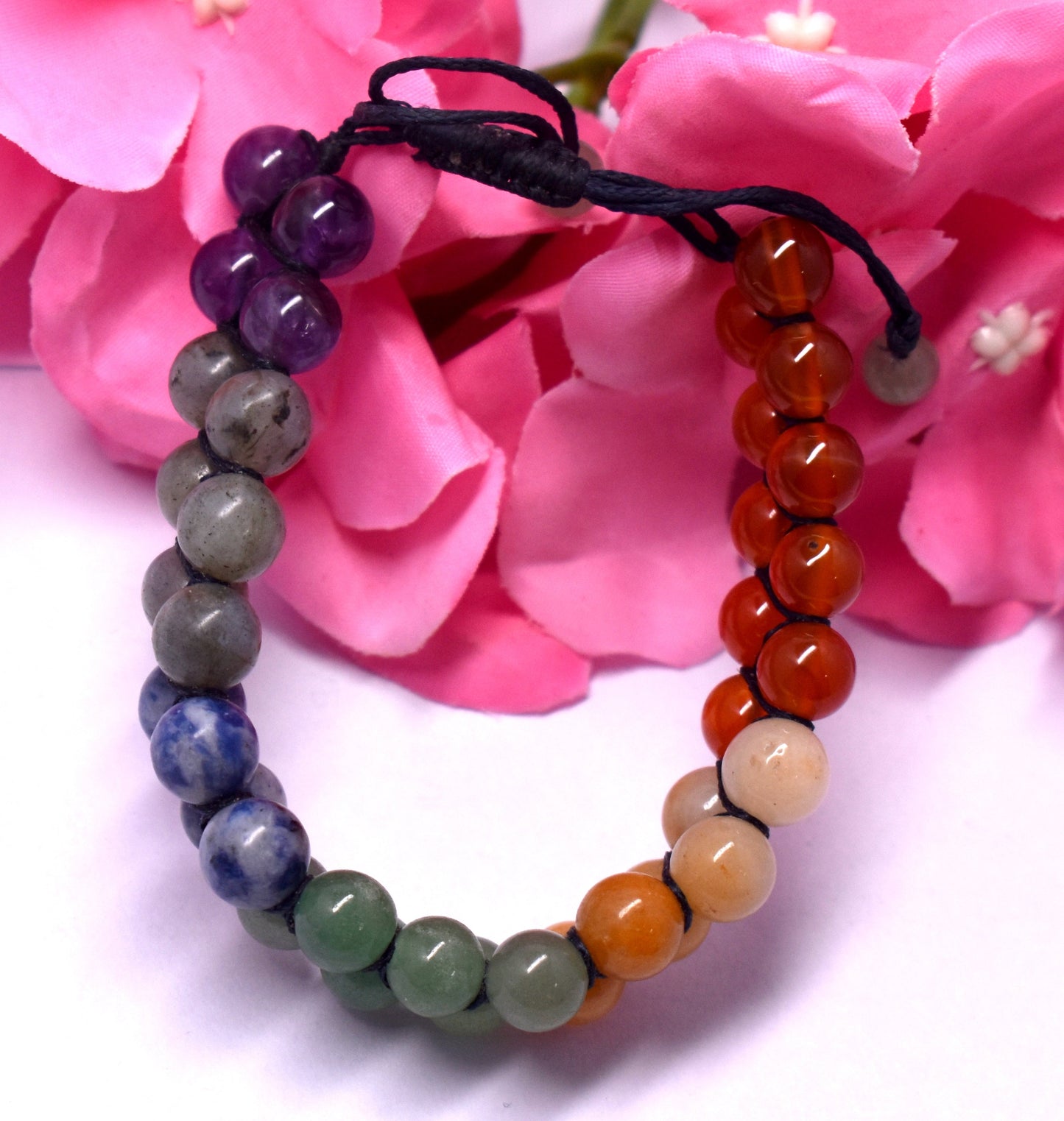 7 Chakra Double Beaded Wire Adjustable Bracelet
