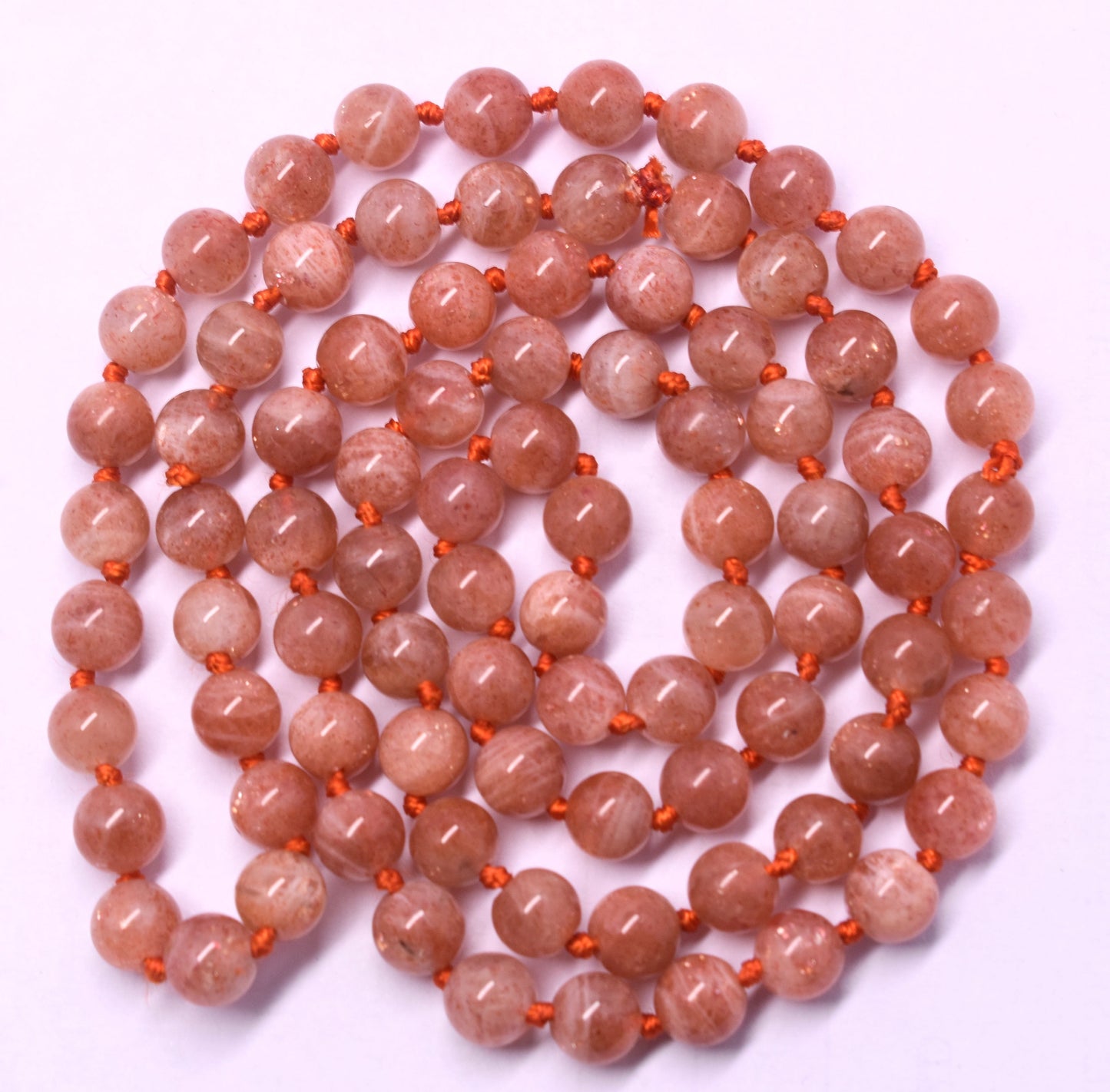 Sunstone Bead Knotted Mala - Energize & Uplift Your Spirit