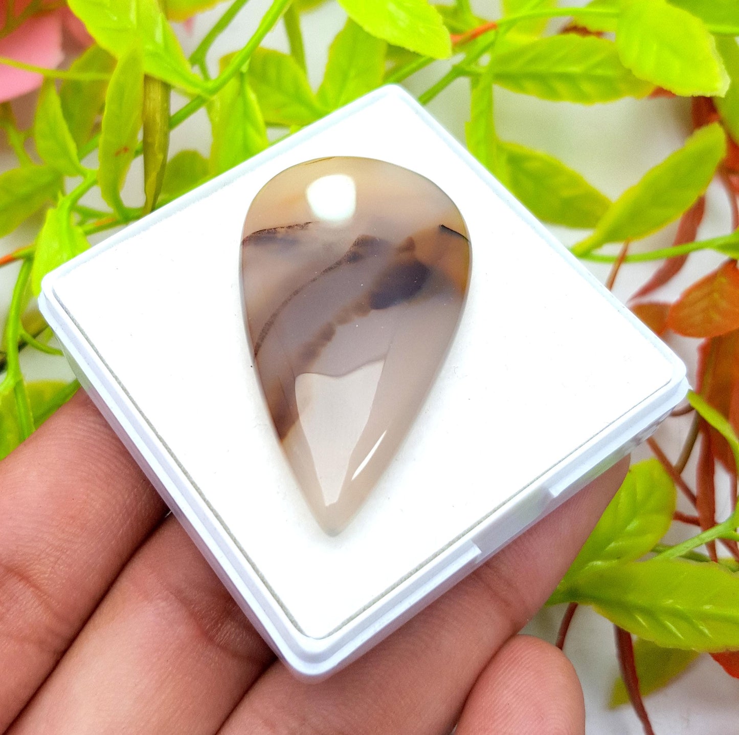 100% Natural Montana Agate, Pear Smooth Cabochon Loose Gemstone, 46.25 Carat, Size-43x24x5mm, For Jewelry Making, PC-1