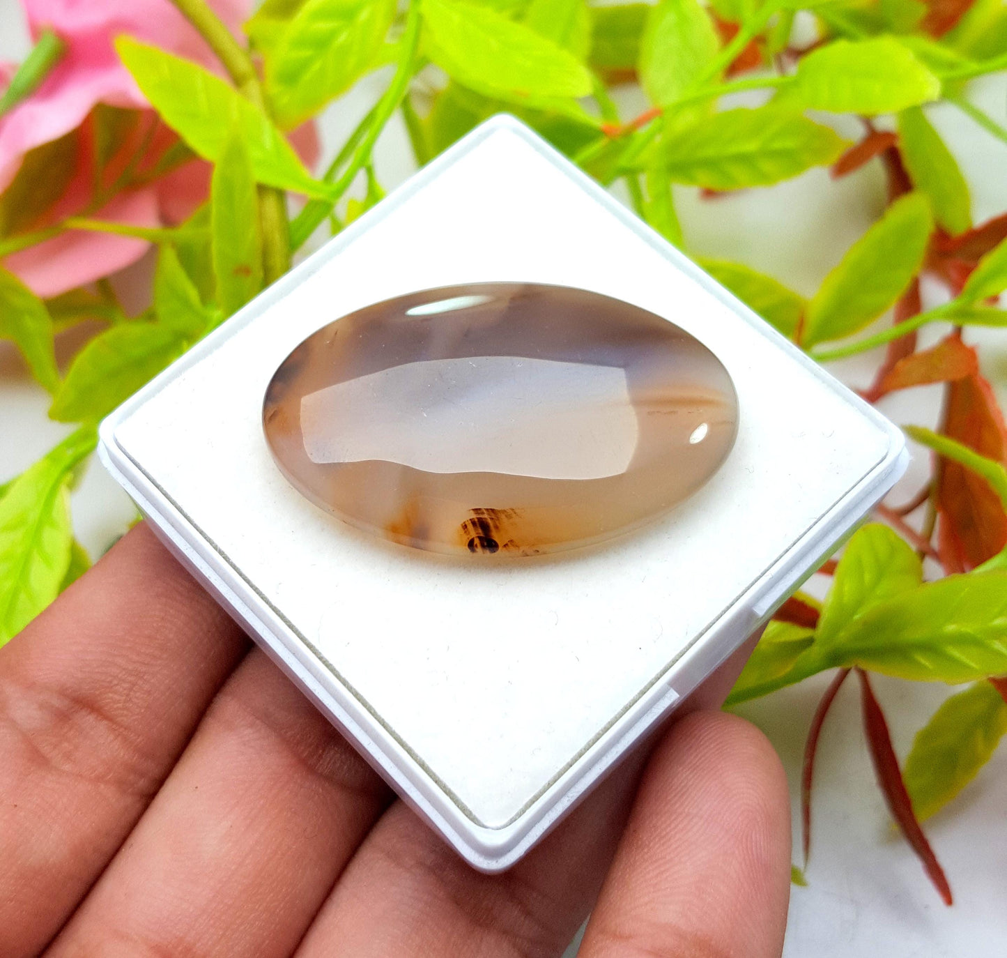 100% Natural Montana Agate, Oval Smooth Cabochon Loose Gemstone, 47.60 Ct, Size-39x25x6mm, For Jewelry Making, PC-1
