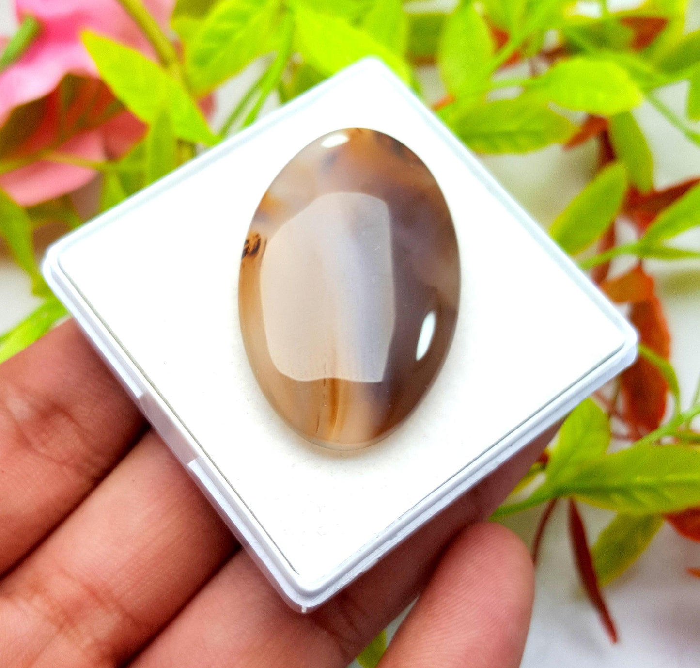 100% Natural Montana Agate, Oval Smooth Cabochon Loose Gemstone, 47.60 Ct, Size-39x25x6mm, For Jewelry Making, PC-1